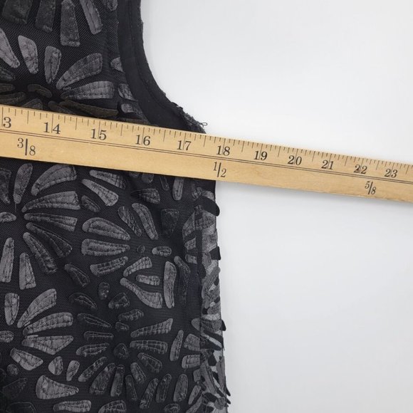 NWOT Plenty by Tracy Reese Leatherette floral Applique Black Tunic Tank Top Sz M - Picture 8 of 11